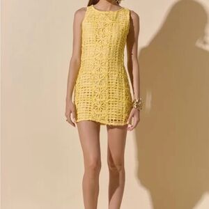 Endless Rose Yellow Crochet Mini Dress